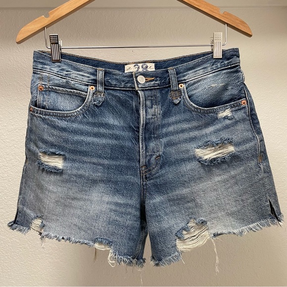 Free People • We The Free • Makai Distressed Denim Cutoff Button Fly Shorts - Picture 6 of 10
